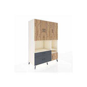 Kronos Dolap 7 Raflı 2 Çekmeceli 4 Kapaklı 132x59x195 Aytaşı-çam/antrasit