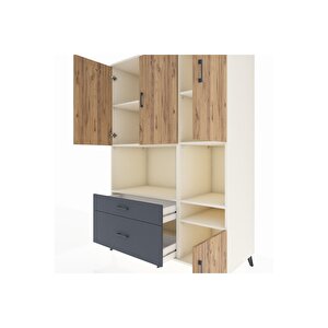 Kronos Dolap 7 Raflı 2 Çekmeceli 4 Kapaklı 132x59x195 Aytaşı-çam/antrasit