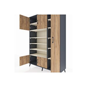 Hyperion Dolap 11 Raflı 5 Kapaklı 132x44x195 Antrasit-çam/aytaşı