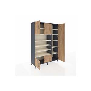 Hyperion Dolap 11 Raflı 5 Kapaklı 132x44x195 Antrasit-çam/aytaşı