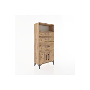 Hyperion Dolap Tek Raflı 3 Çekmeceli 2 Kapaklı 60x44x134 Çam-çam