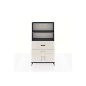 Arges Dolap 2 Raflı 2 Çekmeceli 2 Kapaklı 88x30x163 Antrasit-aytaşı