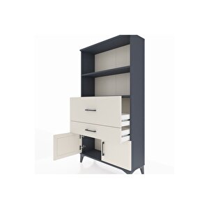 Arges Dolap 2 Raflı 2 Çekmeceli 2 Kapaklı 88x30x163 Antrasit-aytaşı