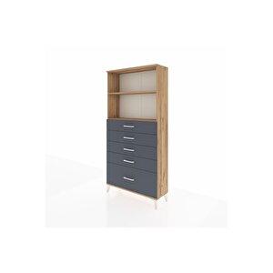 Arges Dolap 2 Raflı 5 Çekmeceli 88x30x182 Çam-antrasit