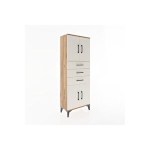Arges Dolap 3 Raflı 3 Çekmeceli 4 Kapaklı 60x30x163 Çam-aytaşı