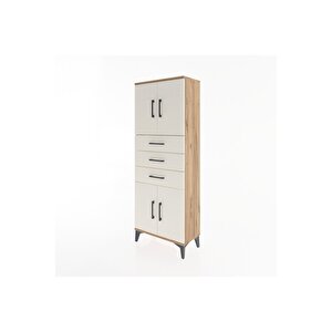 Arges Dolap 3 Raflı 3 Çekmeceli 4 Kapaklı 60x30x163 Çam-aytaşı