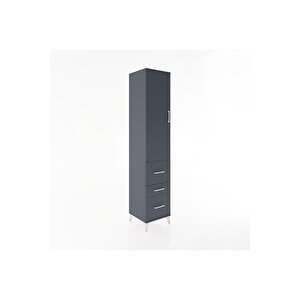 Hyperion Dolap 3 Raflı 3 Çekmeceli Tek Kapaklı 44x44x221 Antrasit-antrasit