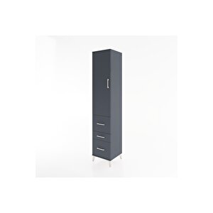 Hyperion Dolap 3 Raflı 3 Çekmeceli Tek Kapaklı 44x44x221 Antrasit-antrasit