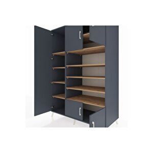 Kronos Dolap 10 Raflı 5 Kapaklı 132x59x195 Antrasit-antrasit/çam