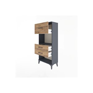 Arges Dolap Tek Raflı 3 Çekmeceli 60x30x134 Antrasit-çam