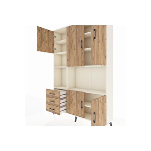 Arges Gardrop 9 Raflı 3 Çekmeceli 5 Kapaklı 132x30x195 Aytaşı-çam