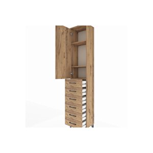 Arges Dolap 3 Raflı 6 Çekmeceli Tek Kapaklı 44x30x221 Çam-çam