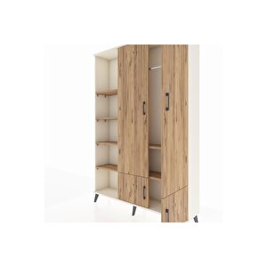 Arges Gardrop 6 Raflı 4 Kapaklı Tek Askılı 132x30x195 Aytaşı-çam