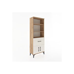 Arges Dolap 3 Raflı Tek Çekmeceli 2 Kapaklı 60x30x163 Çam-aytaşı