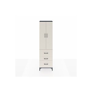 Arges Dolap 3 Raflı 3 Çekmeceli 2 Kapaklı 60x30x221 Antrasit-aytaşı