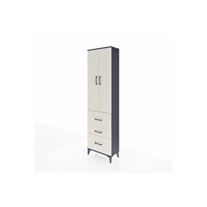Arges Dolap 3 Raflı 3 Çekmeceli 2 Kapaklı 60x30x221 Antrasit-aytaşı