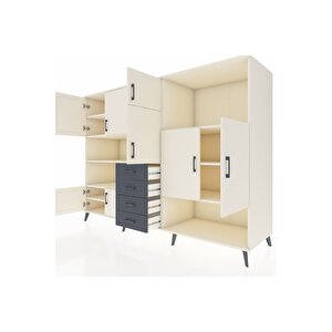 Kronos Dolap 10 Raflı 4 Çekmeceli 8 Kapaklı 220x59x163 Aytaşı-aytaşı/antrasit