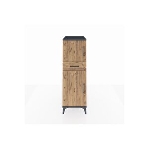 Kronos Dolap 2 Raflı Tek Çekmeceli 2 Kapaklı 44x59x134 Antrasit-çam
