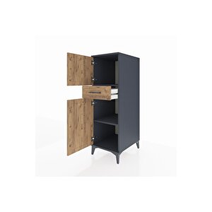 Kronos Dolap 2 Raflı Tek Çekmeceli 2 Kapaklı 44x59x134 Antrasit-çam