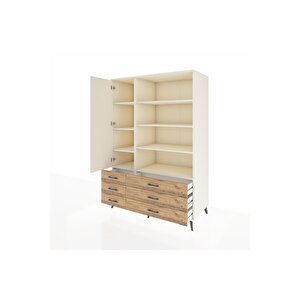 Kronos Dolap 8 Raflı 6 Çekmeceli Tek Kapaklı  132x59x195 Aytaşı-aytaşı/çam