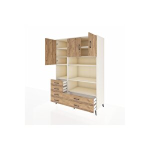 Kronos Dolap 9 Raflı 6 Çekmeceli 3 Kapaklı 132x59x195 Aytaşı-çam/çam