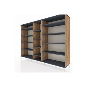 Hyperion Dolap 11 Raflı  220x44x163 Çam-antrasit