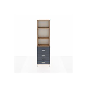 Arges Dolap 3 Raflı 4 Çekmeceli 60x30x221 Çam-antrasit