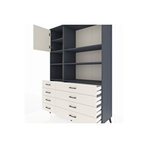 Hyperion Gardrop 7 Raflı 8 Çekmeceli Tek Kapaklı  132x44x195 Antrasit-aytaşı