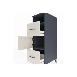 Kronos Dolap 2 Raflı 2 Çekmeceli Tek Kapaklı 44x59x134 Antrasit-aytaşı