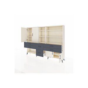 Arges Dolap 10 Raflı 6 Çekmeceli 4 Kapaklı 220x30x163 Aytaşı-aytaşı/antrasit