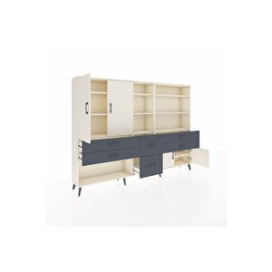 Arges Dolap 10 Raflı 6 Çekmeceli 4 Kapaklı 220x30x163 Aytaşı-aytaşı/antrasit