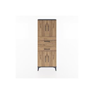 Arges Dolap 3 Raflı 2 Çekmeceli 4 Kapaklı 60x30x163 Antrasit-çam