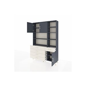 Arges Dolap 9 Raflı 5 Çekmeceli 3 Kapaklı 132x30x195 Antrasit-antrasit/aytaşı