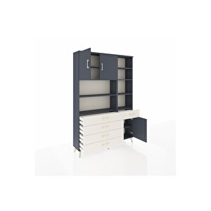 Arges Dolap 9 Raflı 5 Çekmeceli 3 Kapaklı 132x30x195 Antrasit-antrasit/aytaşı