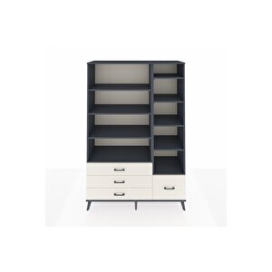 Hyperion Dolap 9 Raflı 4 Çekmeceli  132x44x195 Antrasit-antrasit/aytaşı
