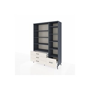 Hyperion Dolap 9 Raflı 4 Çekmeceli  132x44x195 Antrasit-antrasit/aytaşı