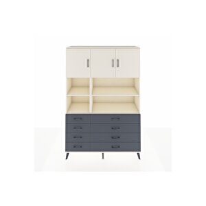 Hyperion Dolap 8 Raflı 8 Çekmeceli 3 Kapaklı 132x44x195 Aytaşı-aytaşı/antrasit