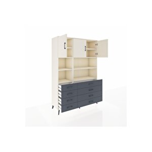Hyperion Dolap 8 Raflı 8 Çekmeceli 3 Kapaklı 132x44x195 Aytaşı-aytaşı/antrasit
