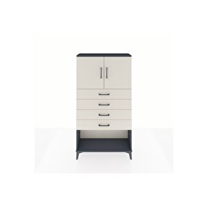 Arges Dolap 2 Raflı 4 Çekmeceli 2 Kapaklı 88x30x163 Antrasit-aytaşı