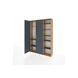 Arges Gardrop 7 Raflı 2 Kapaklı Tek Askılı 132x30x195 Çam-antrasit