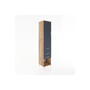 Hyperion Dolap 2 Raflı 3 Çekmeceli Tek Askılı 44x44x221 Çam-antrasit