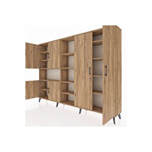 Arges Dolap 13 Raflı 6 Kapaklı 220x30x163 Çam-çam