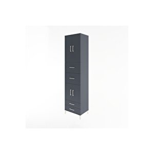 Hyperion Dolap 3 Raflı 4 Çekmeceli 4 Kapaklı 60x44x243 Antrasit-antrasit