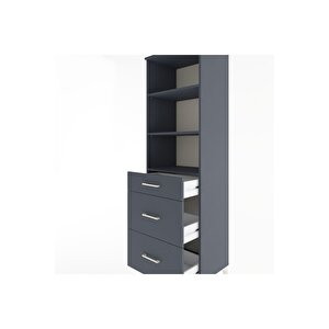 Hyperion Dolap 3 Raflı 3 Çekmeceli 60x44x195 Antrasit-antrasit