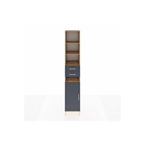 Hyperion Dolap 5 Raflı 2 Çekmeceli Tek Kapaklı 44x44x243 Çam-antrasit