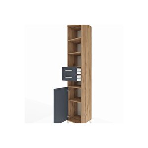 Hyperion Dolap 5 Raflı 2 Çekmeceli Tek Kapaklı 44x44x243 Çam-antrasit