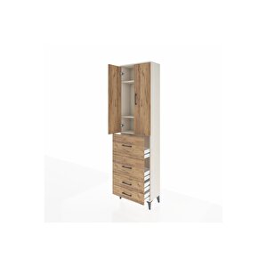 Arges Dolap 3 Raflı 4 Çekmeceli 2 Kapaklı 60x30x221 Aytaşı-çam