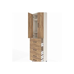 Arges Dolap 3 Raflı 4 Çekmeceli 2 Kapaklı 60x30x221 Aytaşı-çam