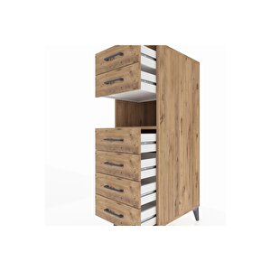 Kronos Dolap Tek Raflı 6 Çekmeceli 44x59x134 Çam-çam