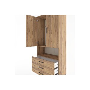 Hyperion Dolap 2 Raflı 3 Çekmeceli Tek Askılı 88x44x195 Çam-çam